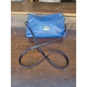 Valentina Made In Italy Navy  Blue Pebbled Leather  Shoulder Bag